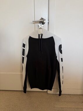 Hollister Black and White Colorblock Pullover Hoodie